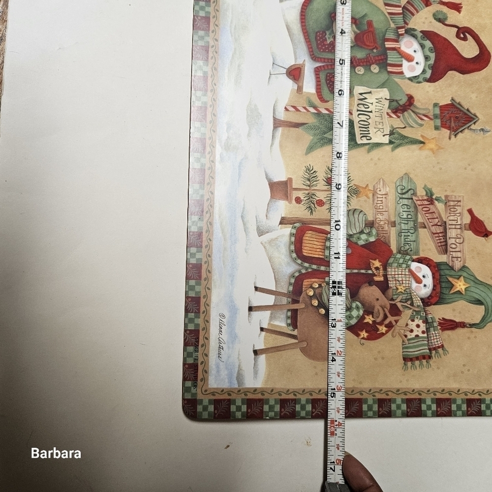 Vintage 5-Piece Set Christmas Snowmen Cork Backing Placemats - Picture 4 of 5